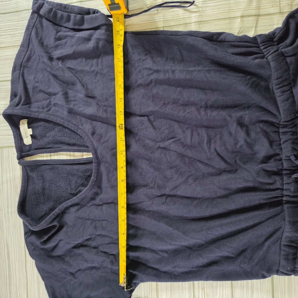 Lou & Grey for LOFT Womens Navy Blue Fleece Short Sleeve Romper Size L Pockets - Picture 3 of 5